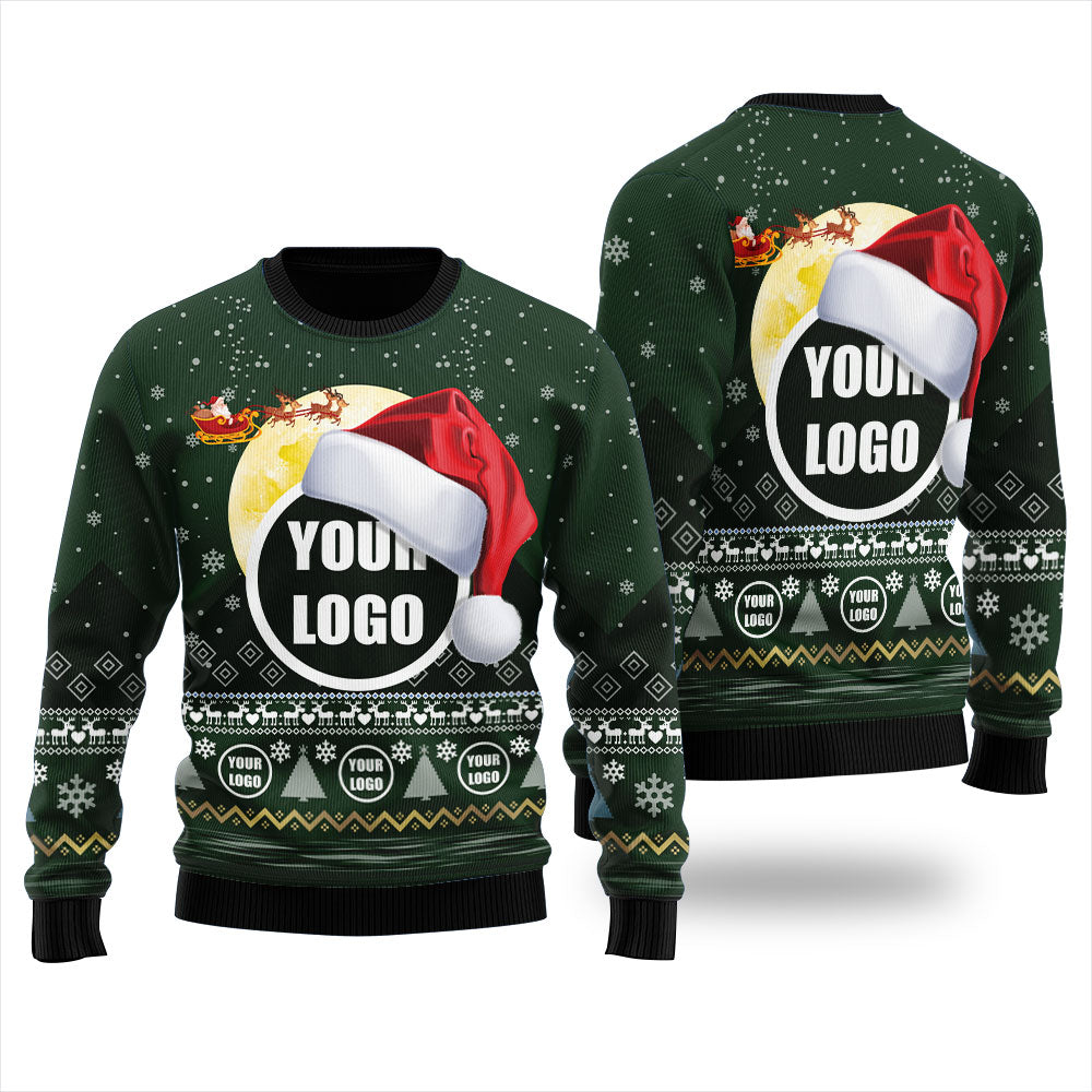 Custom Logo Santa and Moon Christmas Ugly Sweater