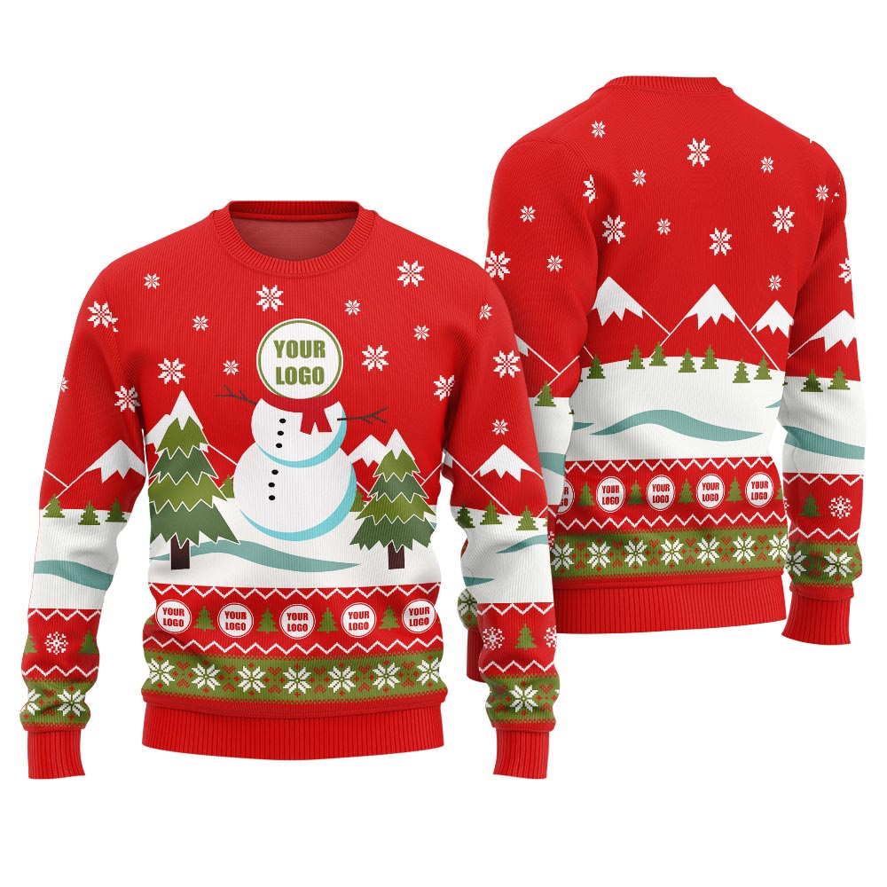Custom Logo Snowman Christmas Ugly Sweater