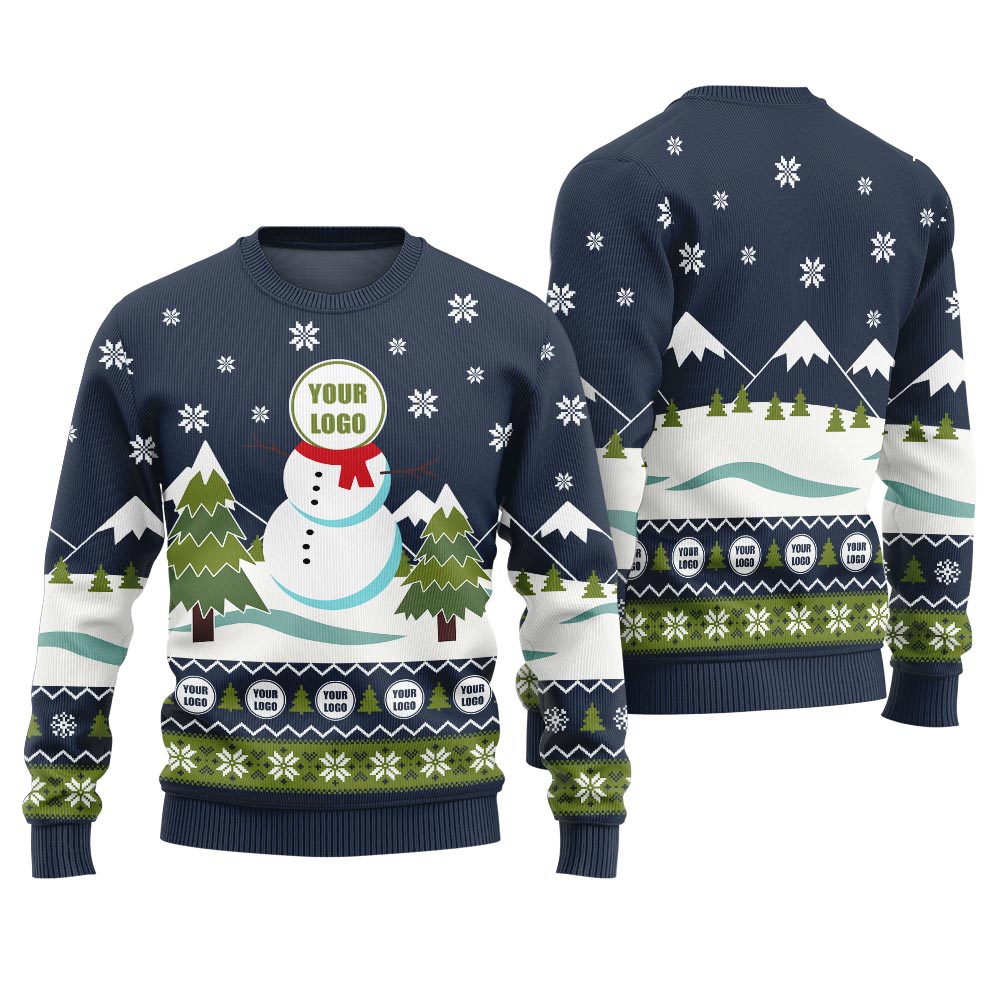 Custom Logo Snowman Christmas Ugly Sweater
