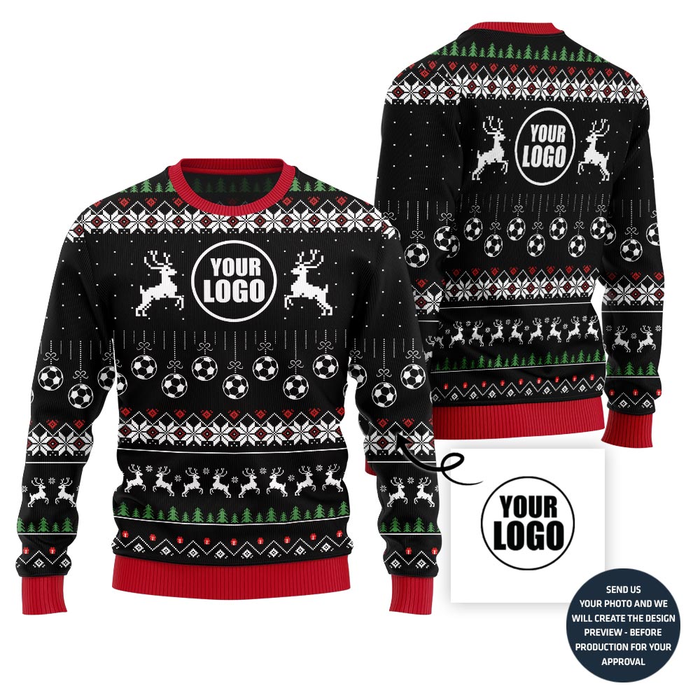 Custom Logo Soccer Ugly Christmas Sweater