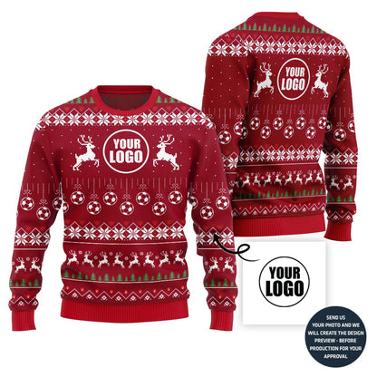 Custom Logo Soccer Ugly Christmas Sweater
