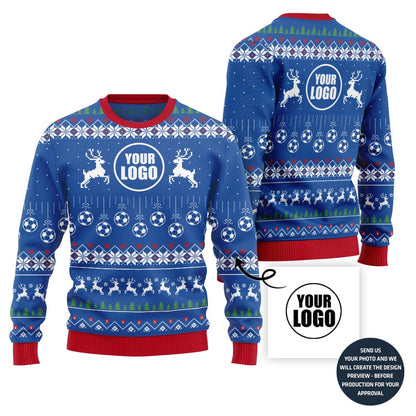 Custom Logo Soccer Ugly Christmas Sweater