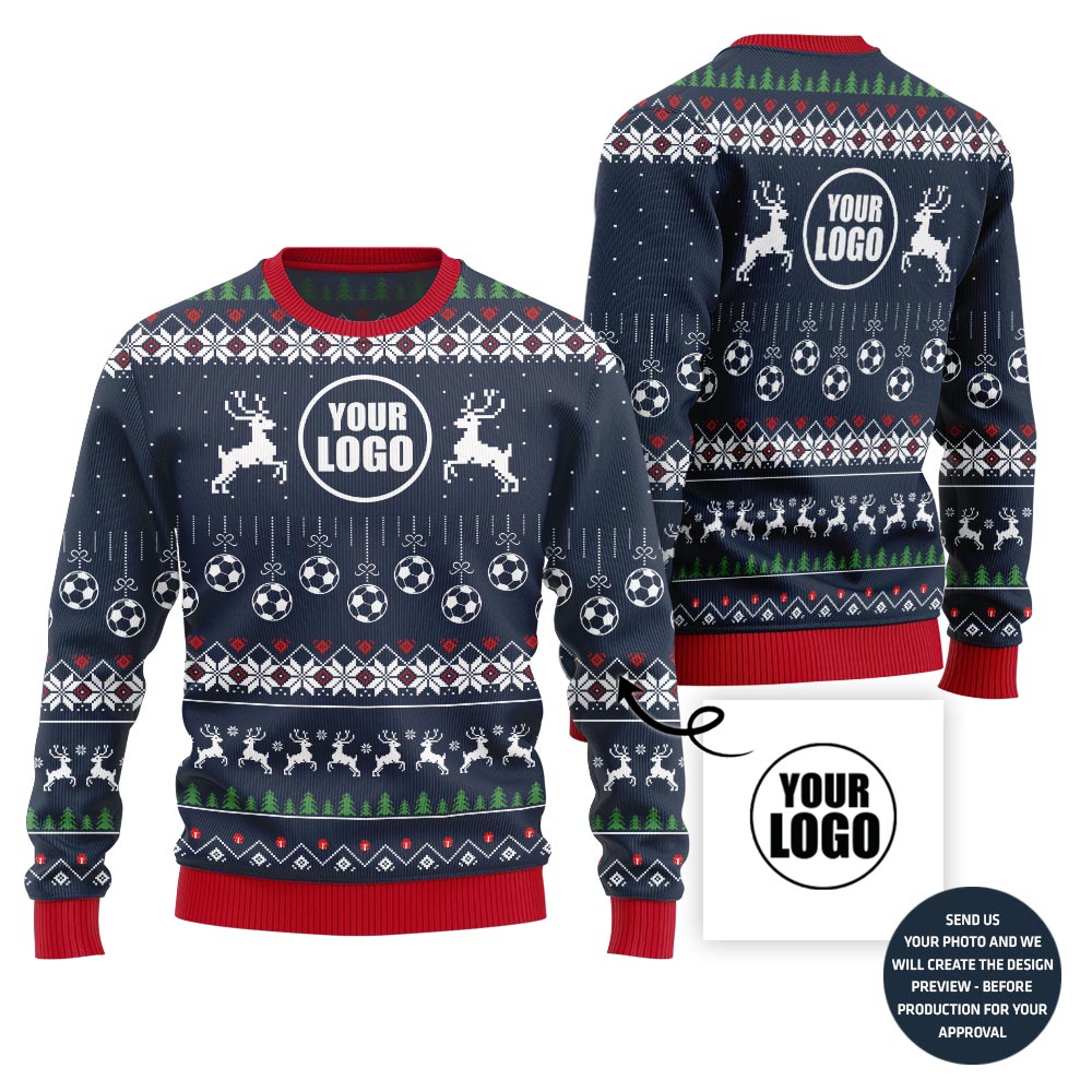 Custom Logo Soccer Ugly Christmas Sweater