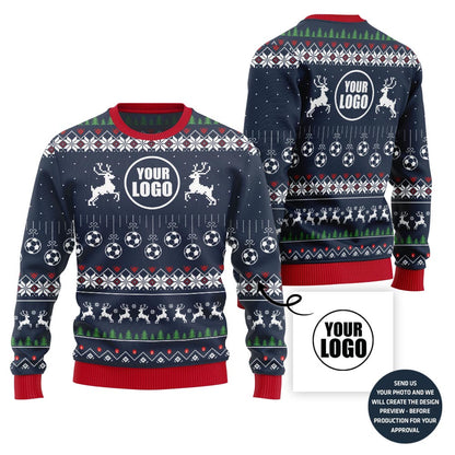 Custom Logo Soccer Ugly Christmas Sweater