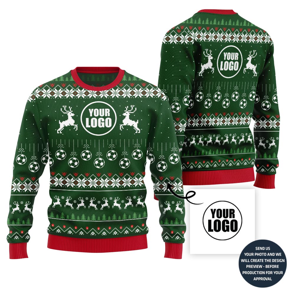 Custom Logo Soccer Ugly Christmas Sweater