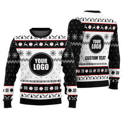 Custom Logo Ugly Christmas Sweater For Baseball Team