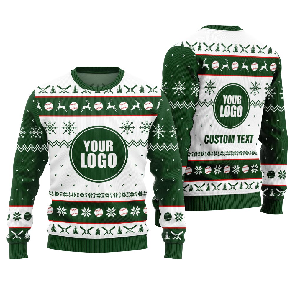 Custom Logo Ugly Christmas Sweater For Baseball Team