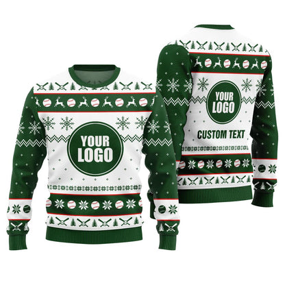 Custom Logo Ugly Christmas Sweater For Baseball Team