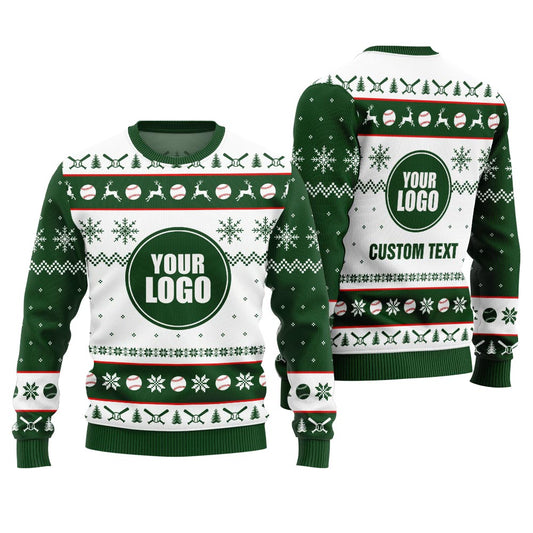 Custom Logo Ugly Christmas Sweater For Baseball Team
