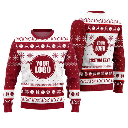 Custom Logo Ugly Christmas Sweater For Baseball Team