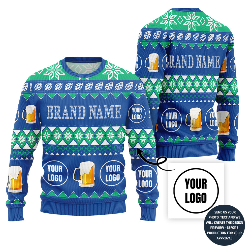 Custom Logo Ugly Christmas Sweater For Beer Lovers
