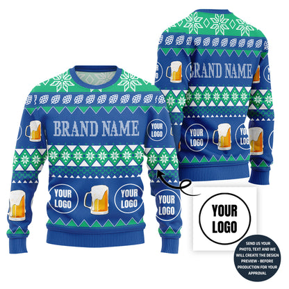 Custom Logo Ugly Christmas Sweater For Beer Lovers