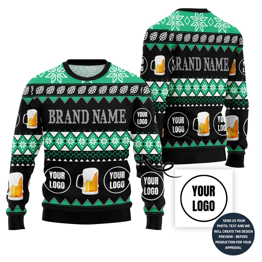 Custom Logo Ugly Christmas Sweater For Beer Lovers