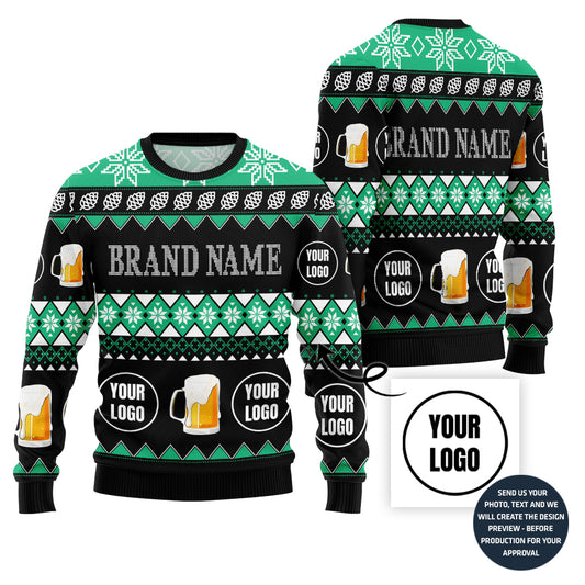 Custom Logo Ugly Christmas Sweater For Beer Lovers