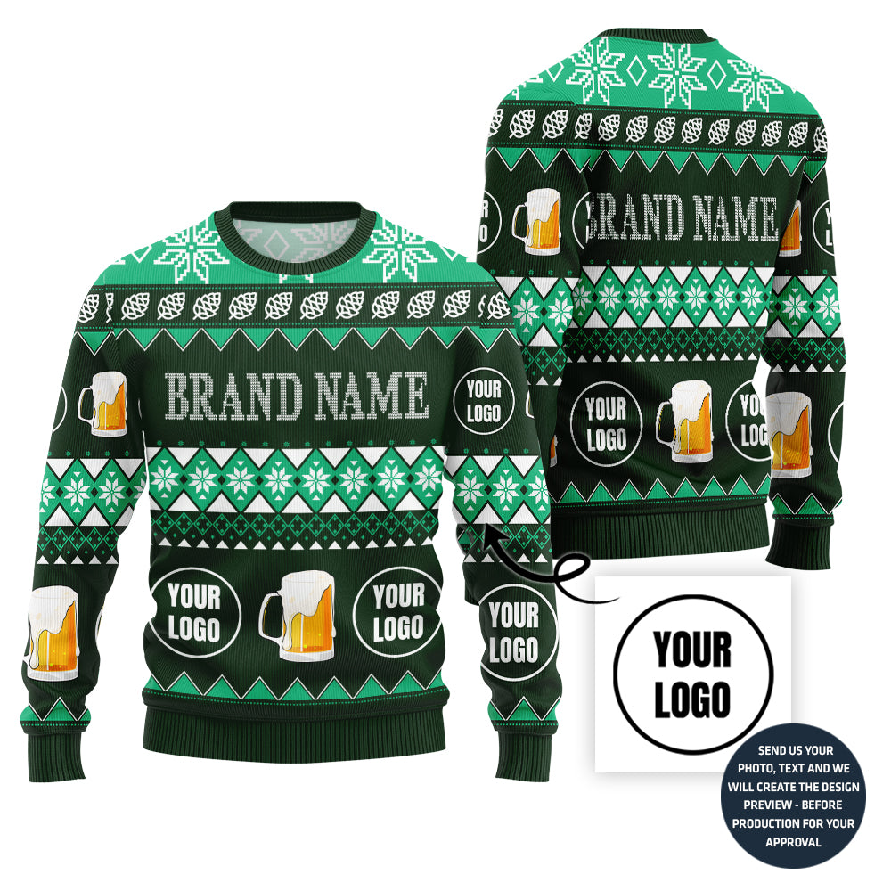 Custom Logo Ugly Christmas Sweater For Beer Lovers