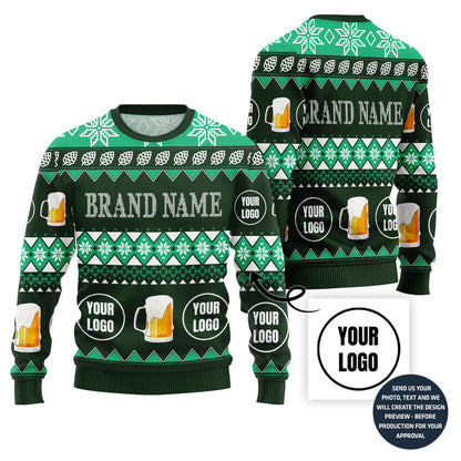 Custom Logo Ugly Christmas Sweater For Beer Lovers