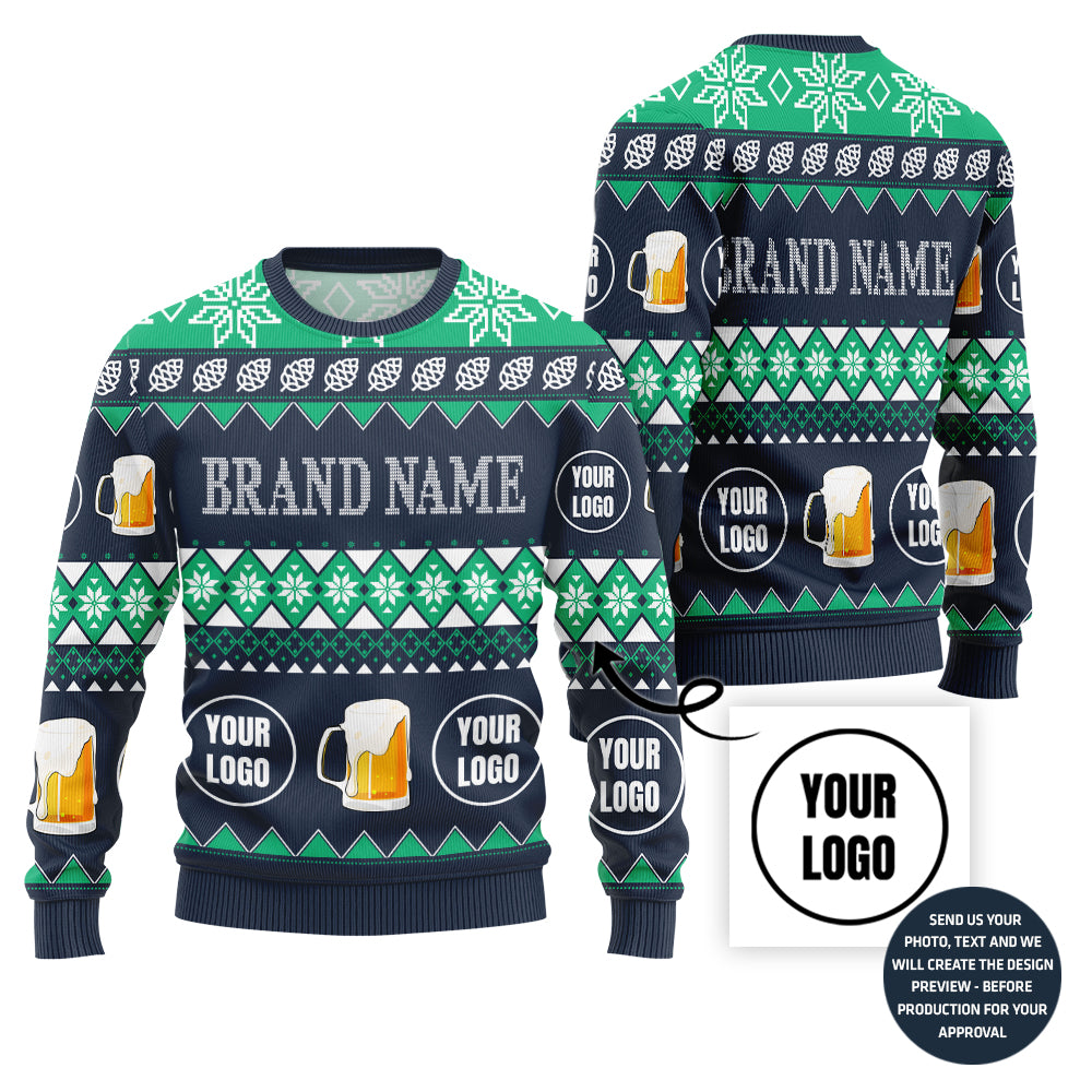 Custom Logo Ugly Christmas Sweater For Beer Lovers