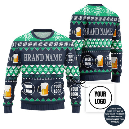 Custom Logo Ugly Christmas Sweater For Beer Lovers