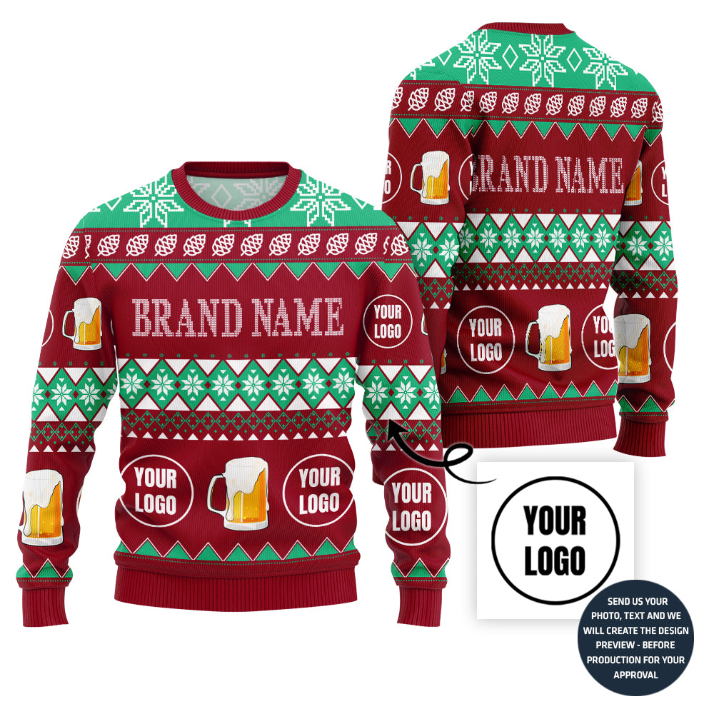 Custom Logo Ugly Christmas Sweater For Beer Lovers