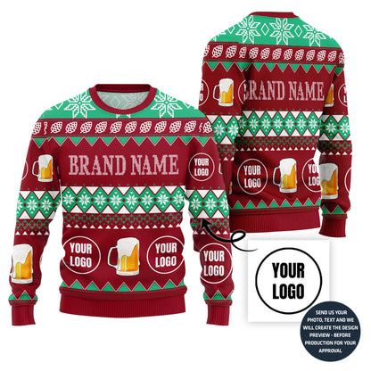 Custom Logo Ugly Christmas Sweater For Beer Lovers