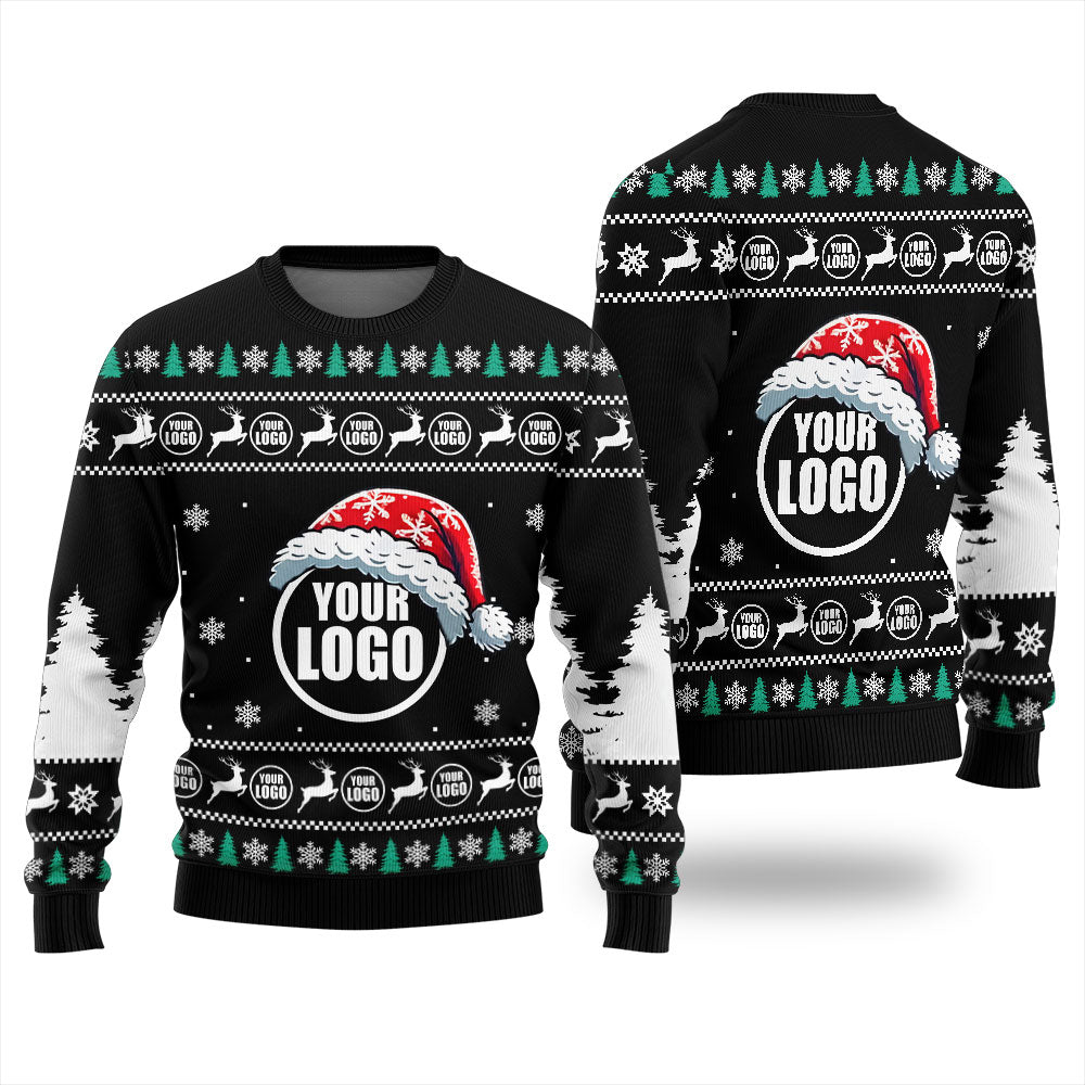 Custom Logo Ugly Christmas Sweater For Business Black