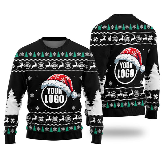 Custom Logo Ugly Christmas Sweater For Business Black