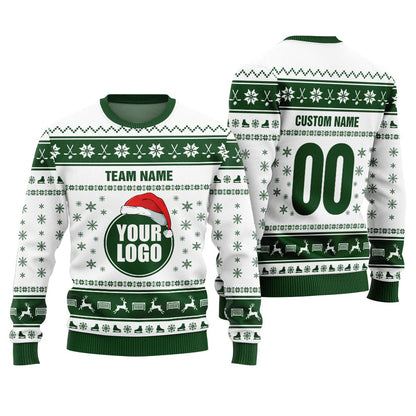 Custom Logo Ugly Christmas Sweater For Hockey Team