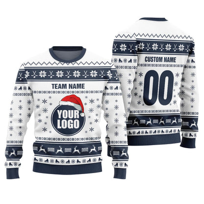 Custom Logo Ugly Christmas Sweater For Hockey Team