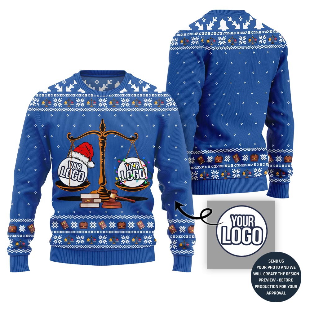 Custom Logo Ugly Christmas Sweater For Law Firm