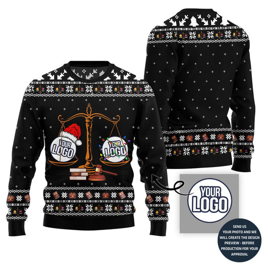 Custom Logo Ugly Christmas Sweater For Law Firm