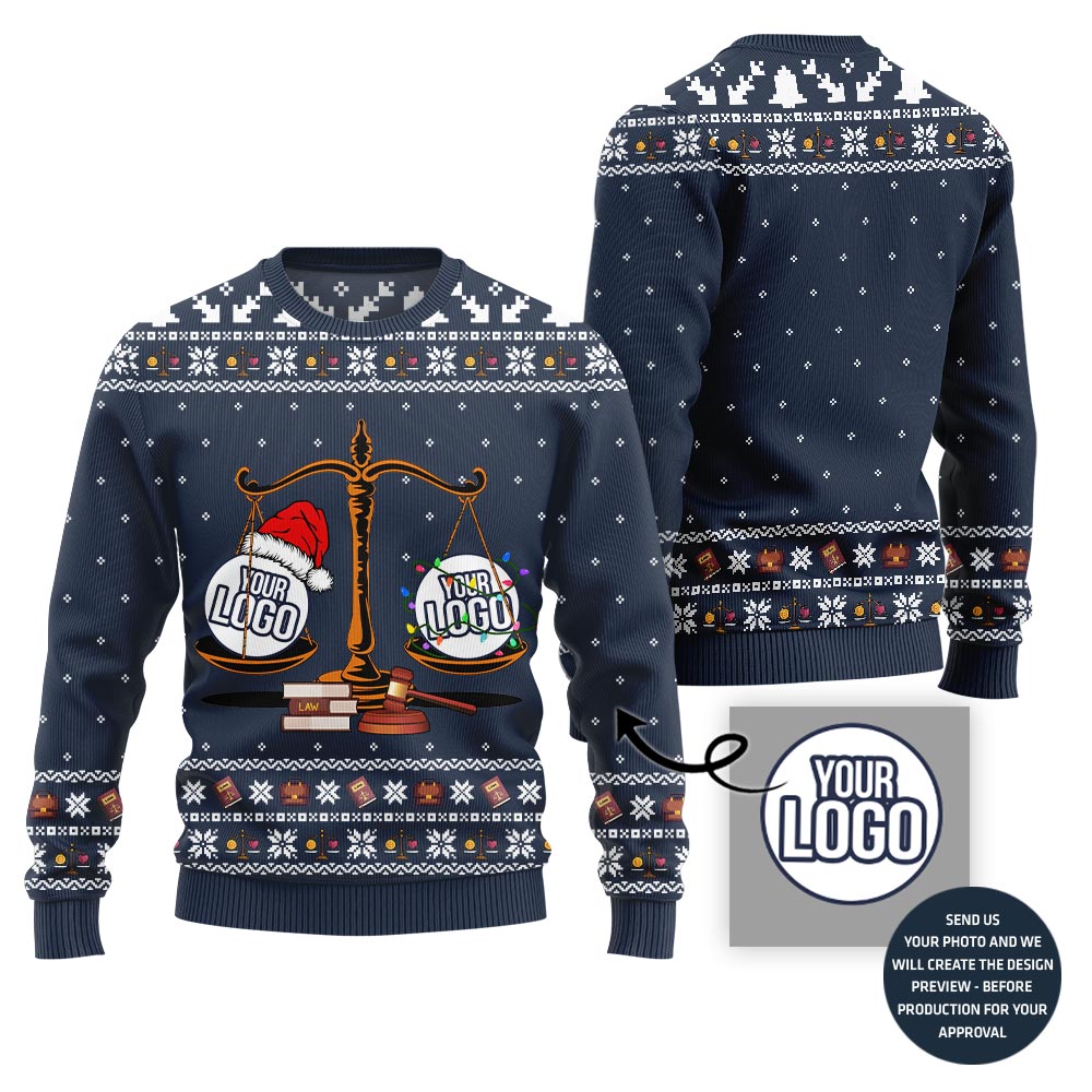 Custom Logo Ugly Christmas Sweater For Law Firm