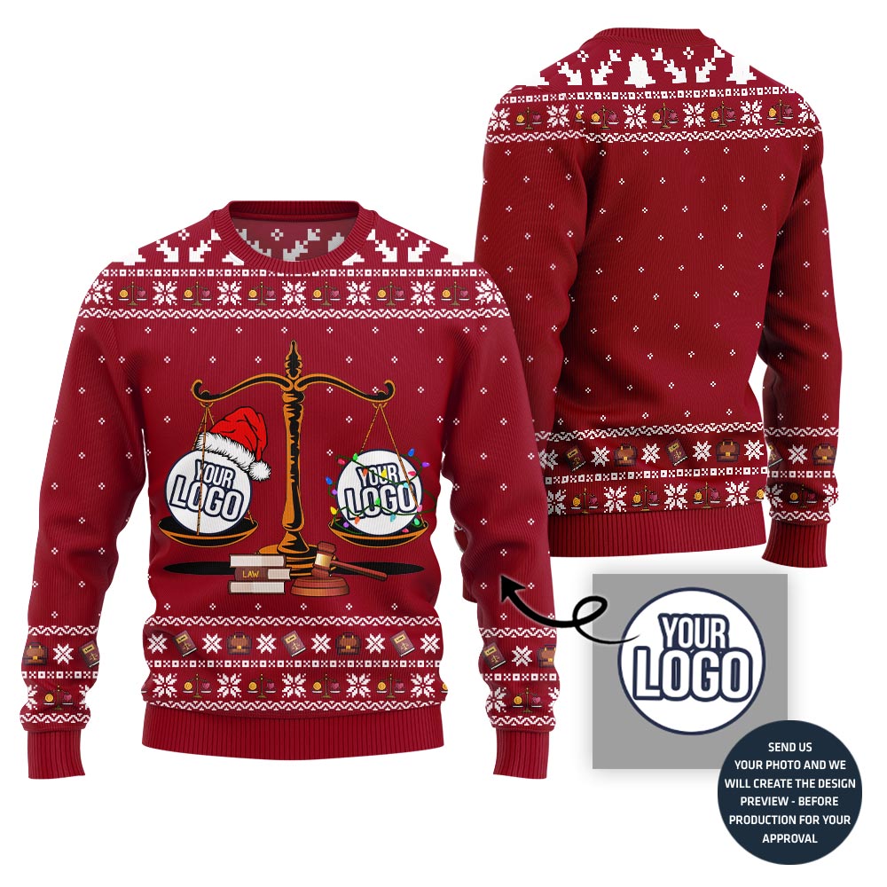 Custom Logo Ugly Christmas Sweater For Law Firm