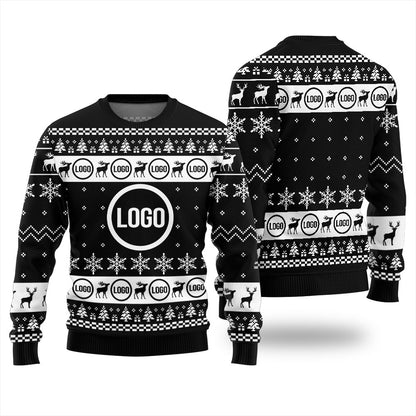 Reindeer Custom Logo Ugly Christmas Sweater For Men