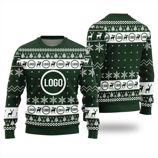 Reindeer Custom Logo Ugly Christmas Sweater For Men