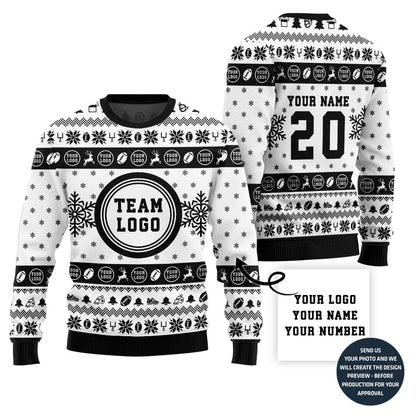 Custom Logo Ugly Christmas Sweater For Rugby Team