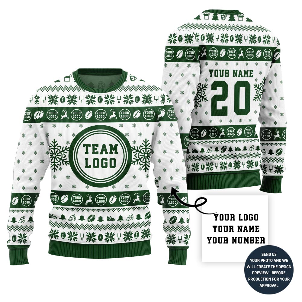 Custom Logo Ugly Christmas Sweater For Rugby Team
