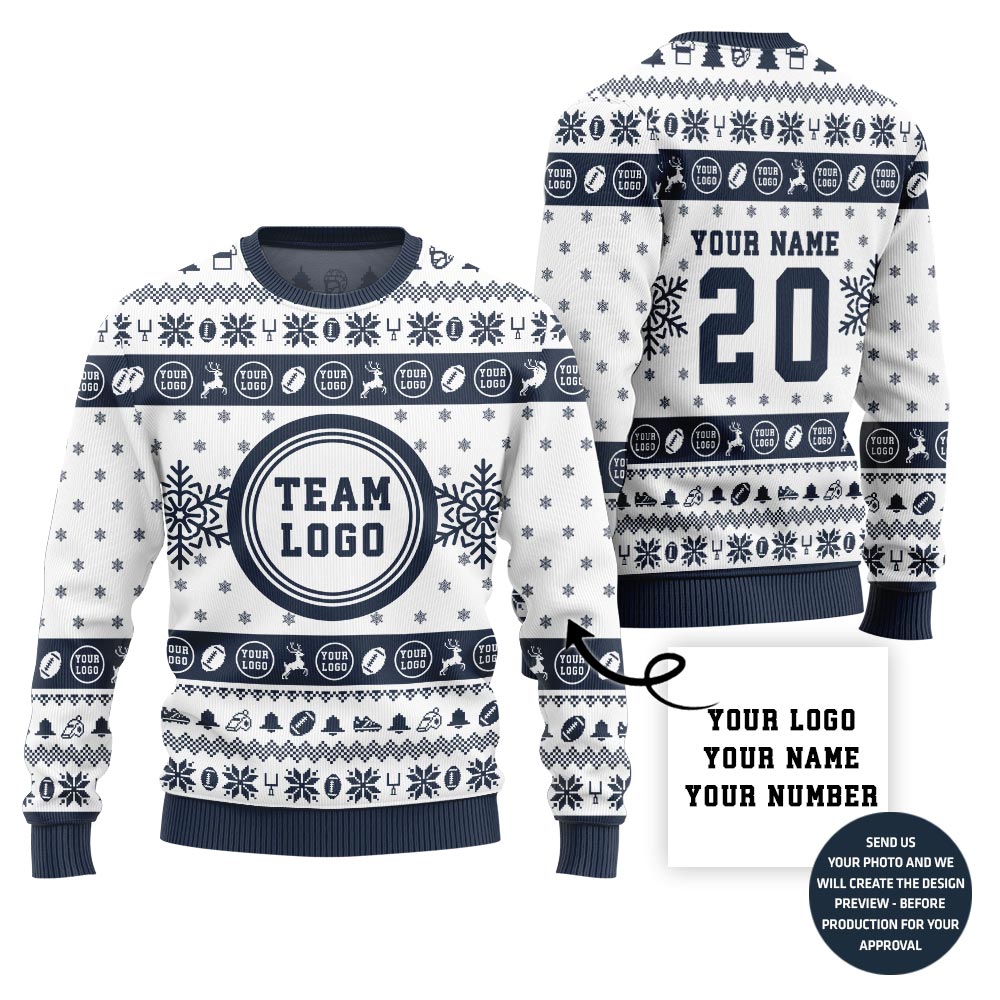 Custom Logo Ugly Christmas Sweater For Rugby Team