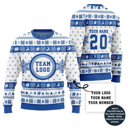 Custom Logo Ugly Christmas Sweater For Rugby Team