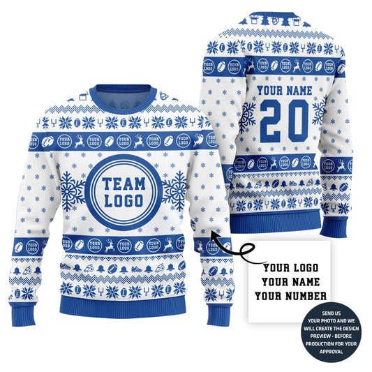 Custom Logo Ugly Christmas Sweater For Rugby Team