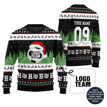 Custom Logo Ugly Christmas Sweater For Soccer Team