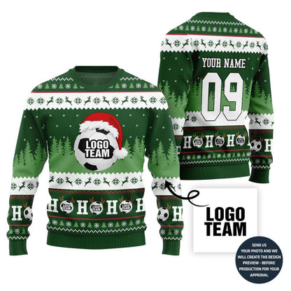 Custom Logo Ugly Christmas Sweater For Soccer Team