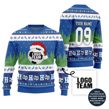 Custom Logo Ugly Christmas Sweater For Soccer Team