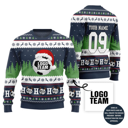 Custom Logo Ugly Christmas Sweater For Soccer Team