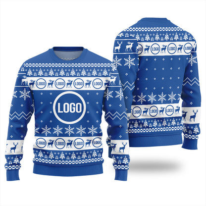 Reindeer Custom Logo Ugly Christmas Sweater For Men