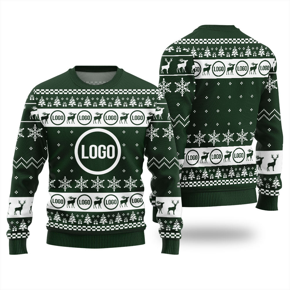 Reindeer Custom Logo Ugly Christmas Sweater For Men