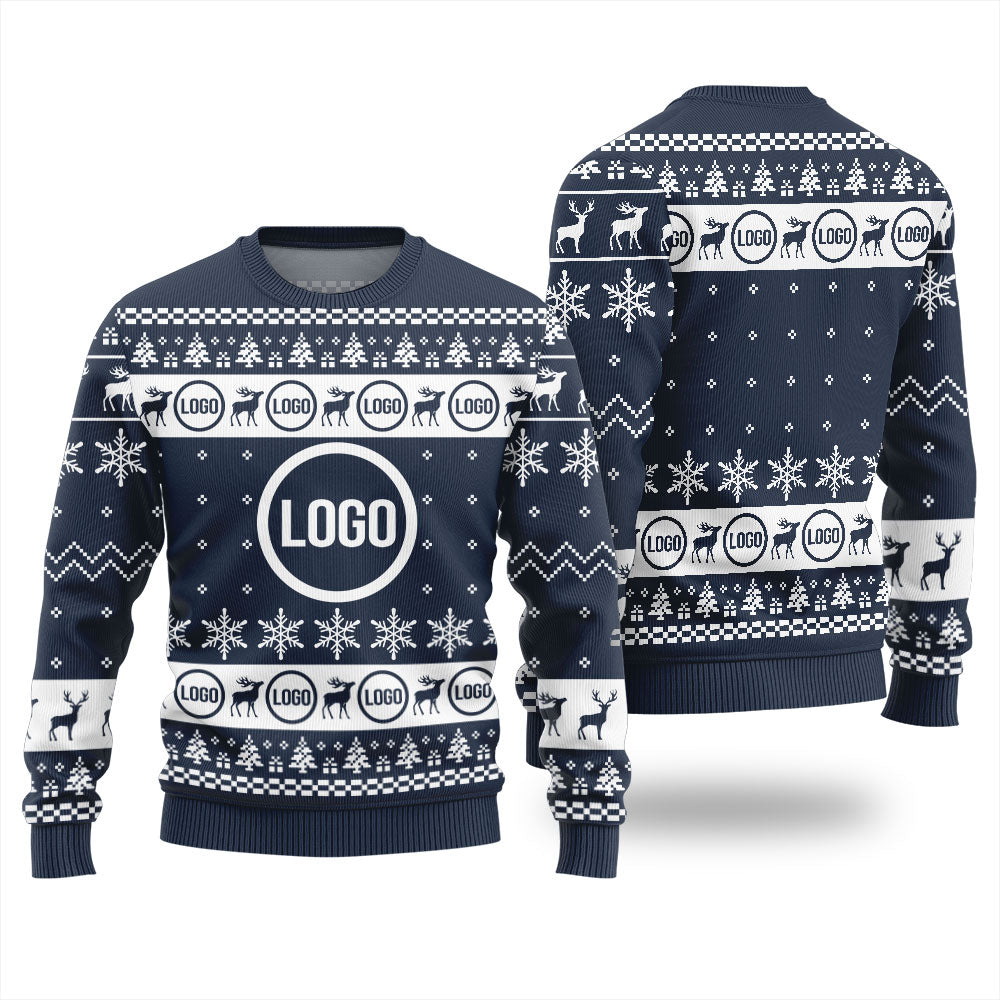 Reindeer Custom Logo Ugly Christmas Sweater For Men
