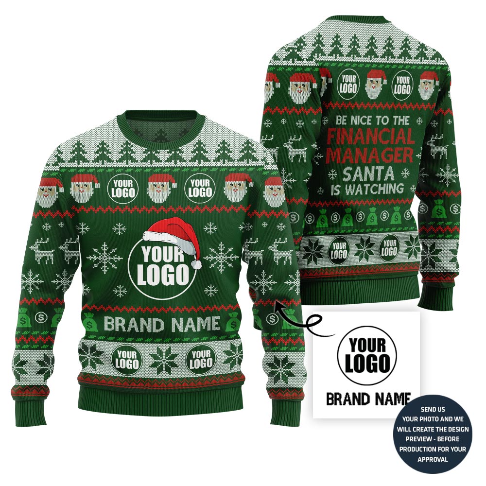Custom Logo Ugly Christmas Sweater Vibrant Financial Company