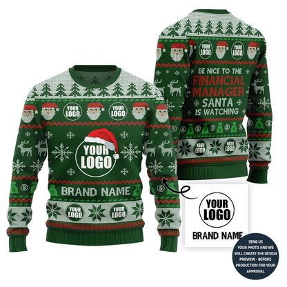 Custom Logo Ugly Christmas Sweater Vibrant Financial Company