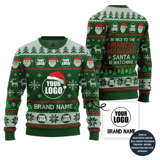 Custom Logo Ugly Christmas Sweater Vibrant Financial Company