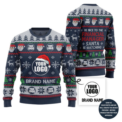 Custom Logo Ugly Christmas Sweater Vibrant Financial Company